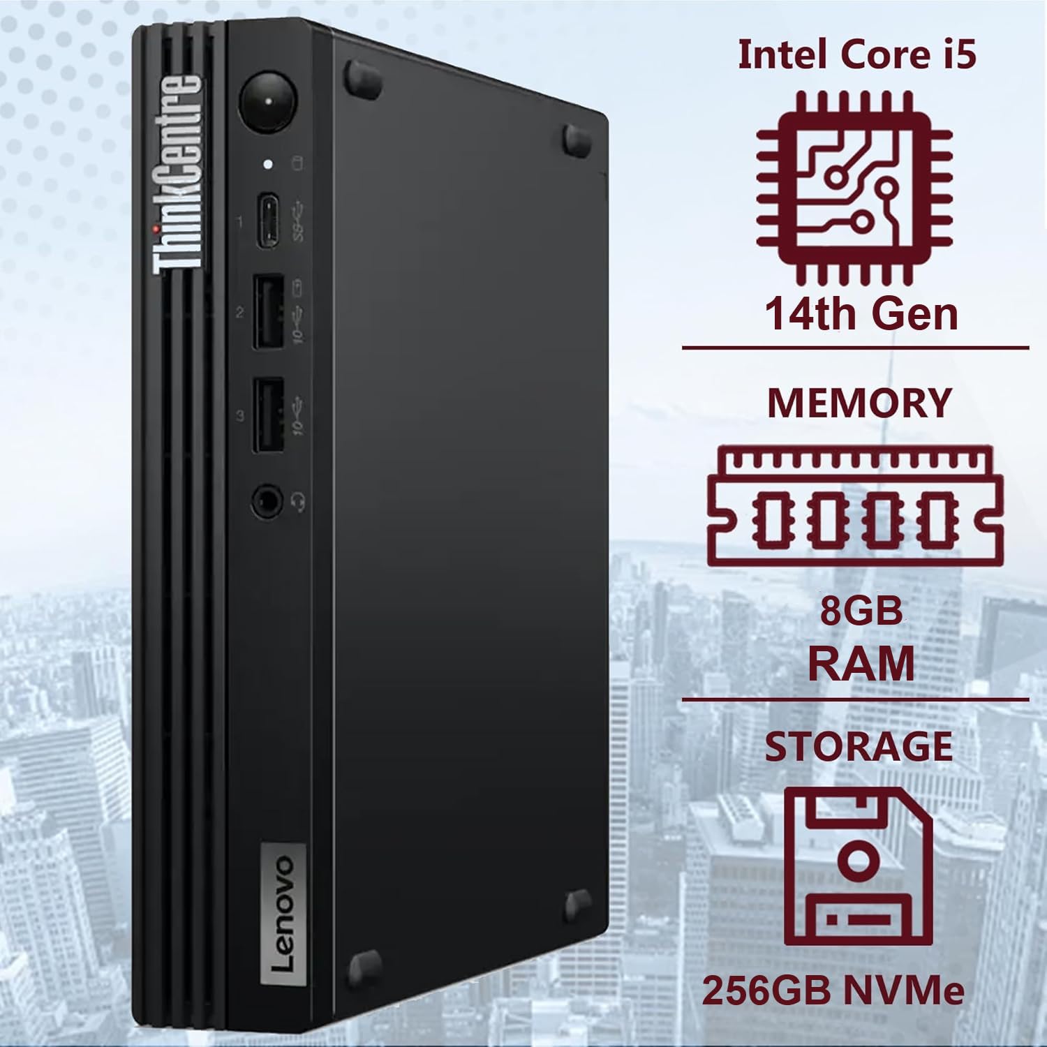 ミニPC Lenovo ThinkCentre M70q Tiny i5 Office2 Lenovo ThinkCentre M70q Gen 5 Tiny Business Desktop (Intel 10-Core